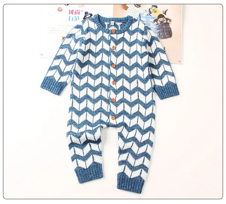 Light blue IYEAL Toddler Baby Clothes Long Sleeve Knitted Boy&Girl Kids Baby Rompers Cotton Jumpsuit New Born Baby Clothes Casual Outfit - Цвет: Light blue