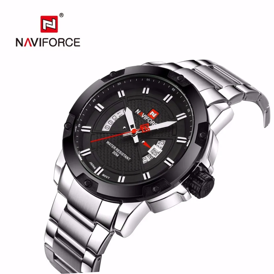 Часы мужские NAVIFORCE брендовые полностью стальные армейские часы Мужские кварцевые часы спортивные наручные часы relogio masculino