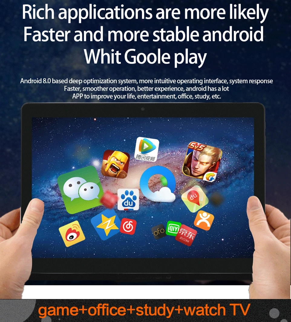 2.5D Tempered Glass Screen 10.1 inch Tablet PC For Google Play Octa Core Phone SIM Card WIFI GPS Tablet Android 8.0 RAM 6GB 16GB