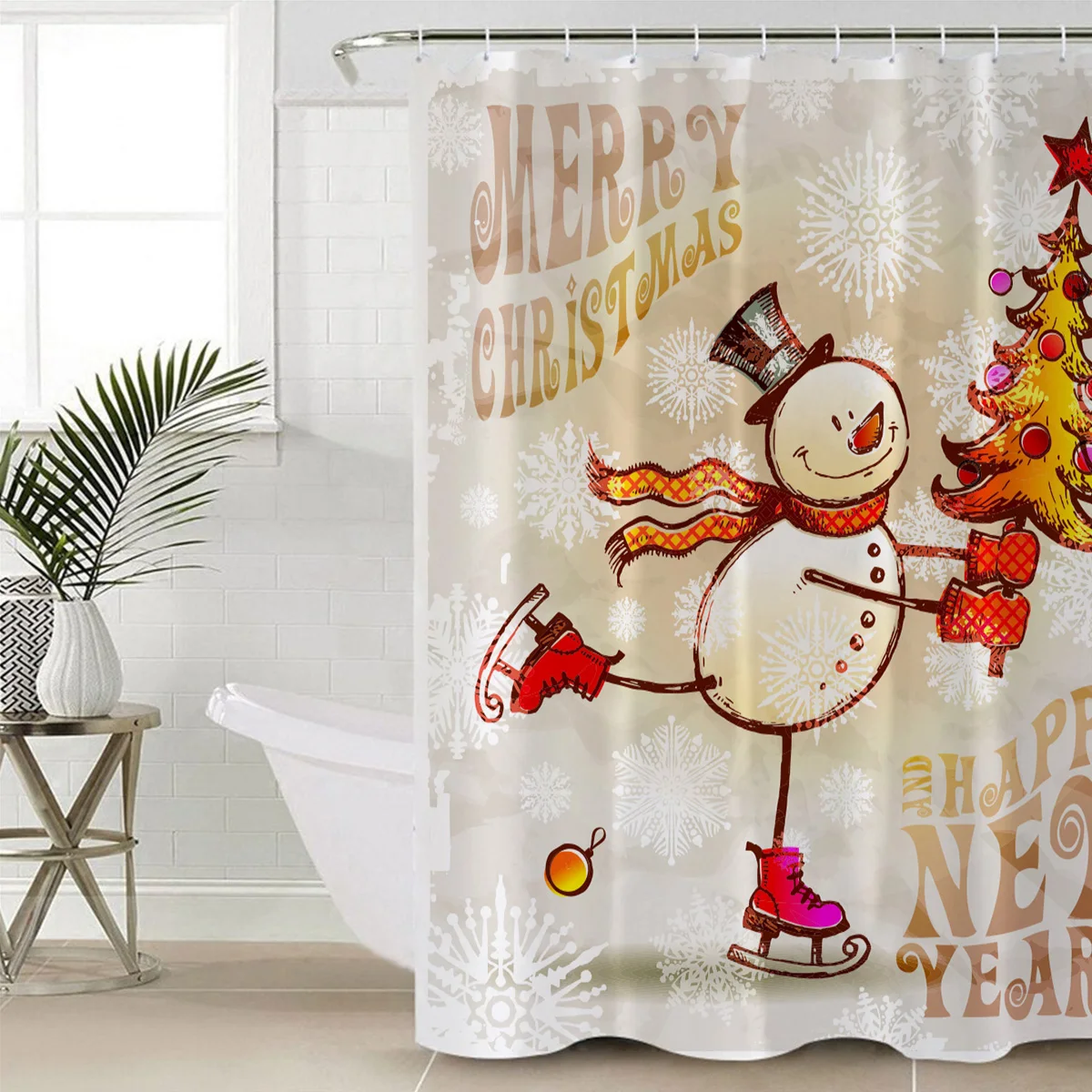 Занавески для душа SHOWHOME с новым годом и Рождеством занавески ванной украшение