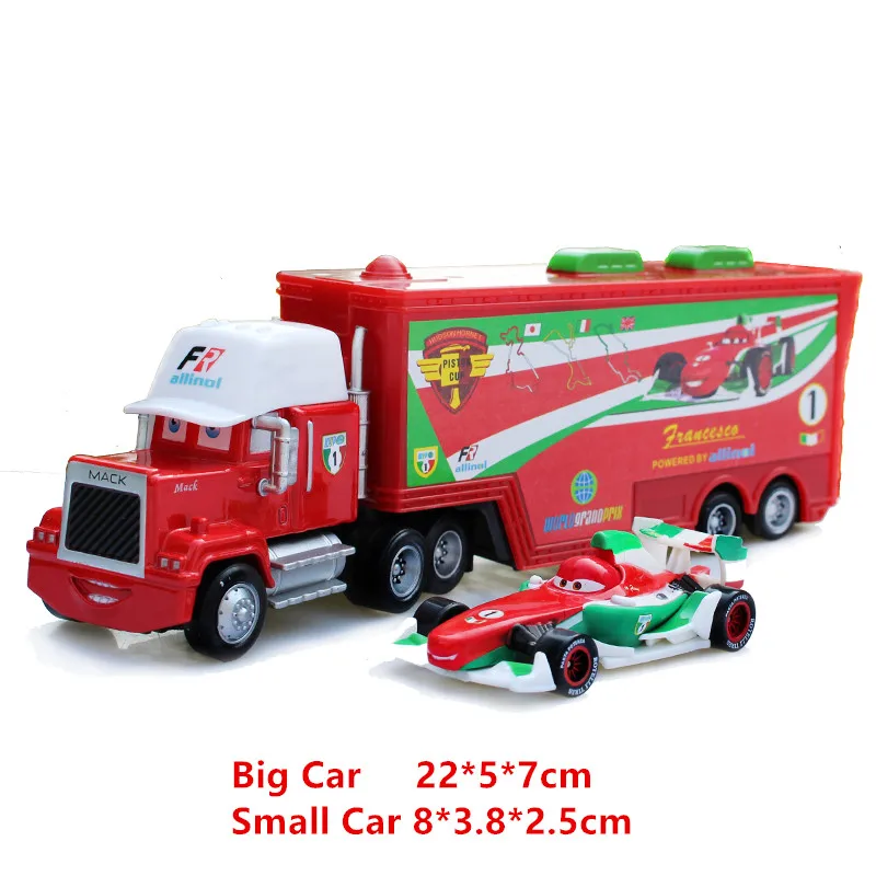 

Disney Pixar Cars 2Pcs/Lot Lightning McQueen The king Mark Truck Diecast Metal Alloy 1:55 Model Toys Car For Children's Gift