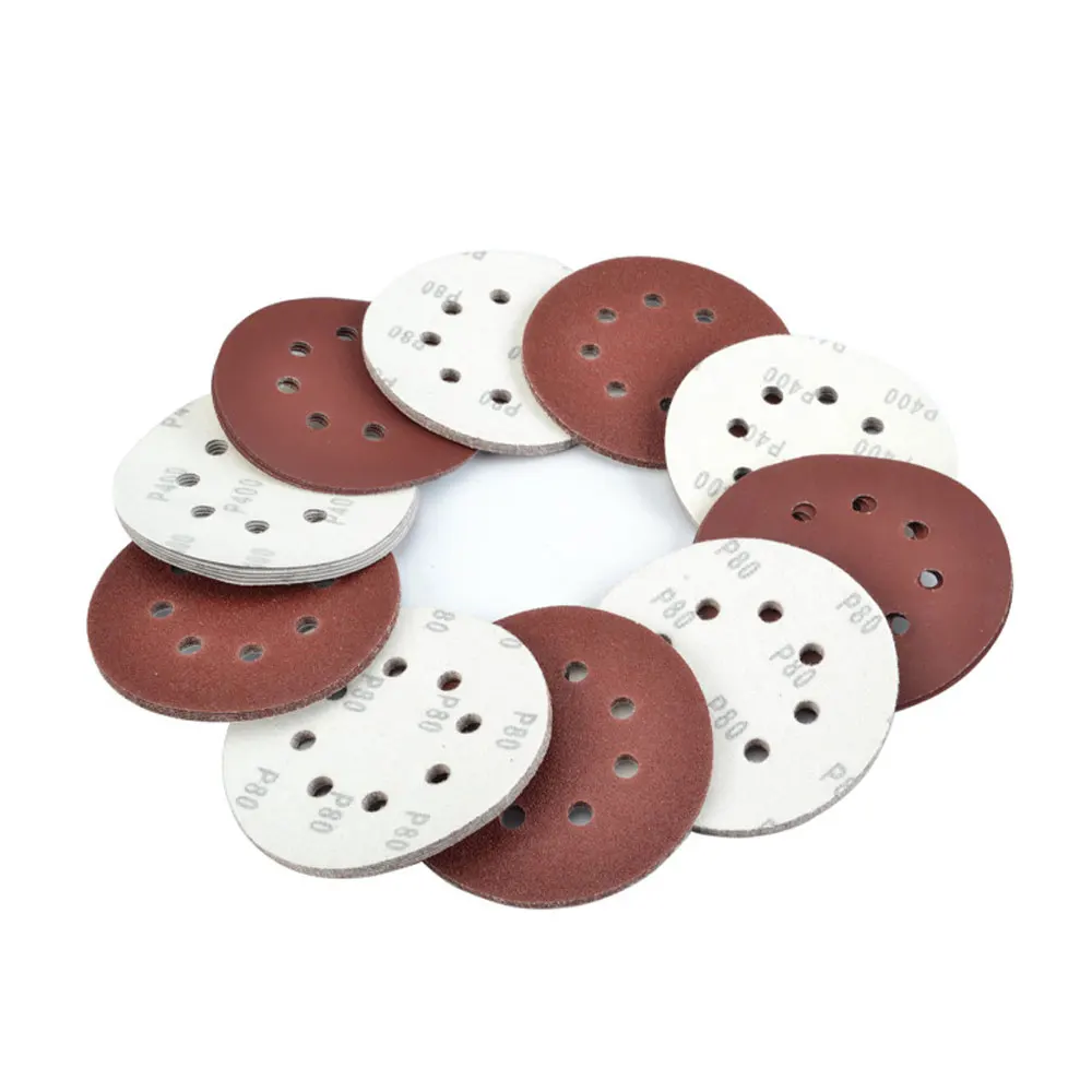 QWORK 1 шт. диск из наждачной бумаги с круглым крючком и петлей диаметром 5 дюймов (125