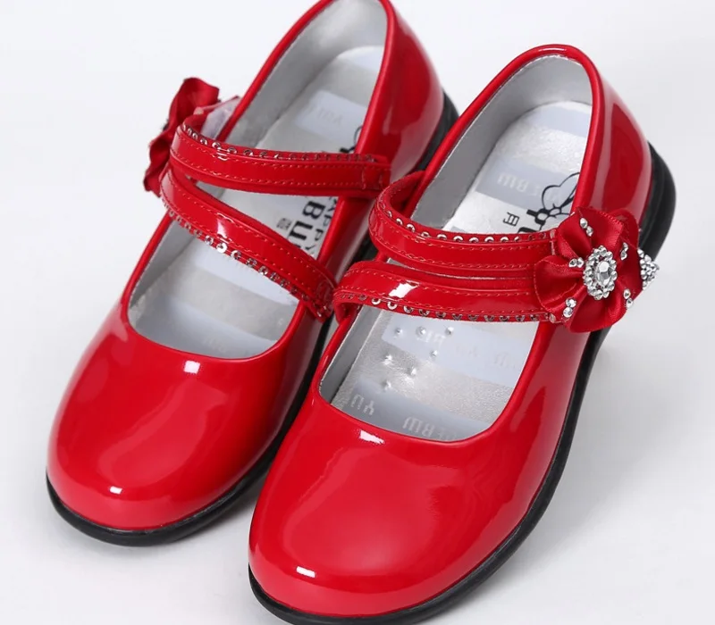 Girls Shoes Children Kid BalletShoes Little Princess Spring Summer Sweet Flower Rhinestone Patent Leather Rubber | Детская одежда и