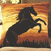 Лошадь DIY Набор для рукоделия Подушка с вышивкой из акриловой пряжи Гобелен Холст Подушка спереди вышивка крестом наволочка - Цвет: Розовый