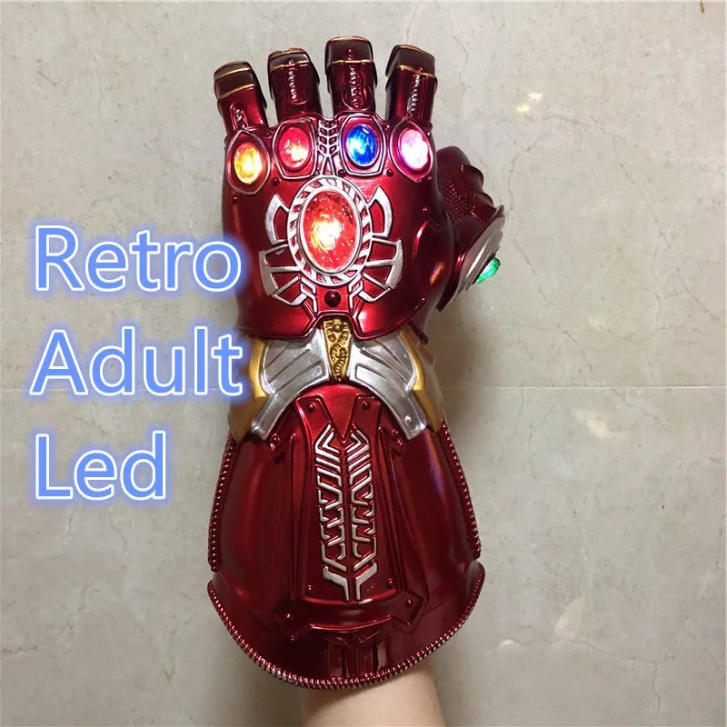 1:1 войны перчатка фигурка светодиодный светильник косплей перчатки Таноса реквизит взрослый ребенок подарок - Цвет: Retro Adult Led