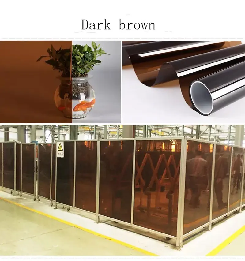 30x100cm Dark brown Витражная плёнка на стекла, окна наклейки Цветной изоляции солнцезащитный крем мембрана bi-Цвет прозрачный зеркальный клеящая стеклянная - Цвет: 30x100cm Dark brown