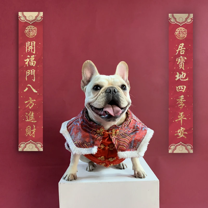 Новогодняя одежда для собак мопса французская бульдога Frenchie костюм домашнего
