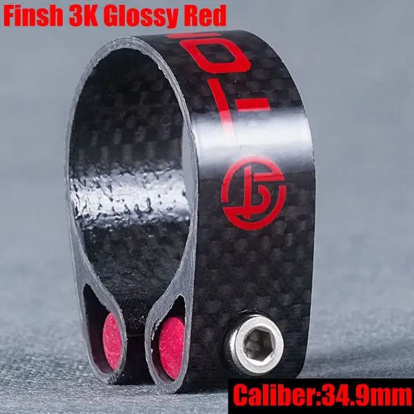red 34.9mm TOMTOU велосипедные зажимы для сидений глянцевые 3 к углеродного волокна подседельный штырь хомуты 31,8 мм 34,9 мм супер легкие 22 г велосипедные части - Цвет: red 34.9mm