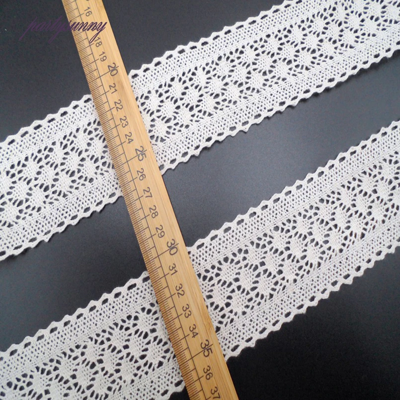 PF 1 Ярдов 6 см Белый Хлопок Кружево Ленты Кос Группа Широкий кружева и Отделки для
