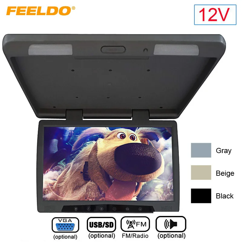 FEELDO DC12V шина автомобиля 19 дюймовый на крыше TFT ЖК монитор откидной с сенсорной