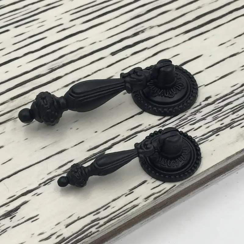 5 шт Черный шкафа деревянные ручки и одно отверстие дверная ручка Ретро ящик