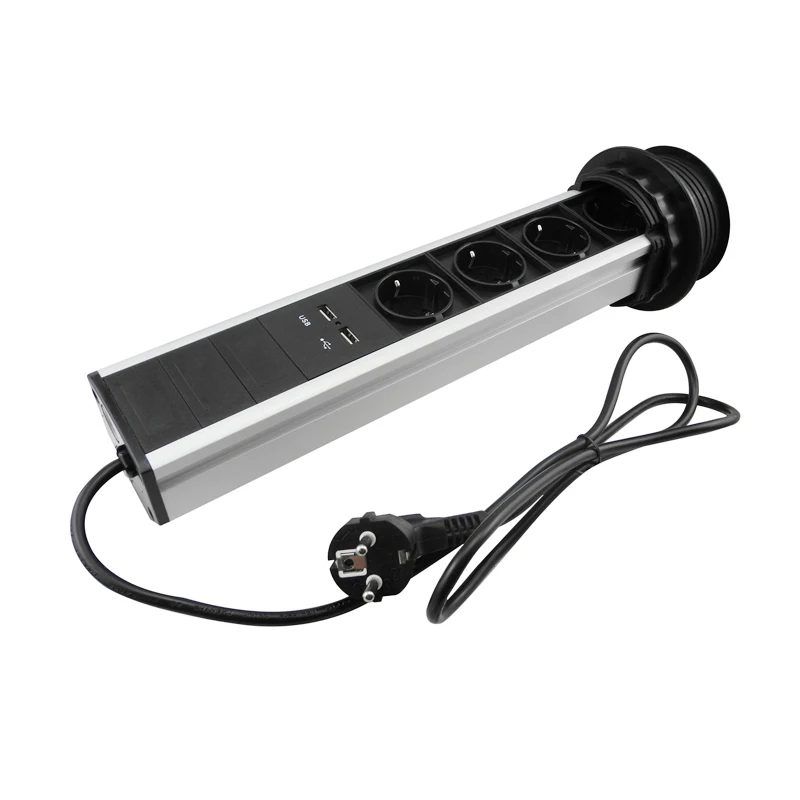 4 розетки/3 розетки/2 розетки+ 2 USB растягивающаяся розетка для кухни настольная столешница алюминиевый сплав серебряный корпус