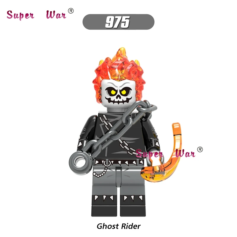 975 Одинарный Железный человек Человек-паук Черная пантера Ulysses Klaw Ghost Rider красный череп Эверетт Роза строительные блоки игрушка для детей - Цвет: 975