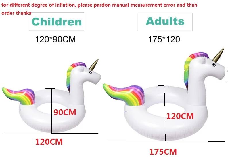 120cm Надувной Радужный Единорог, бассейн, поплавок, кольцо для бассейна, вечерние надувные поплавок, спасательный круг для детей и взрослых - Цвет: 120cm