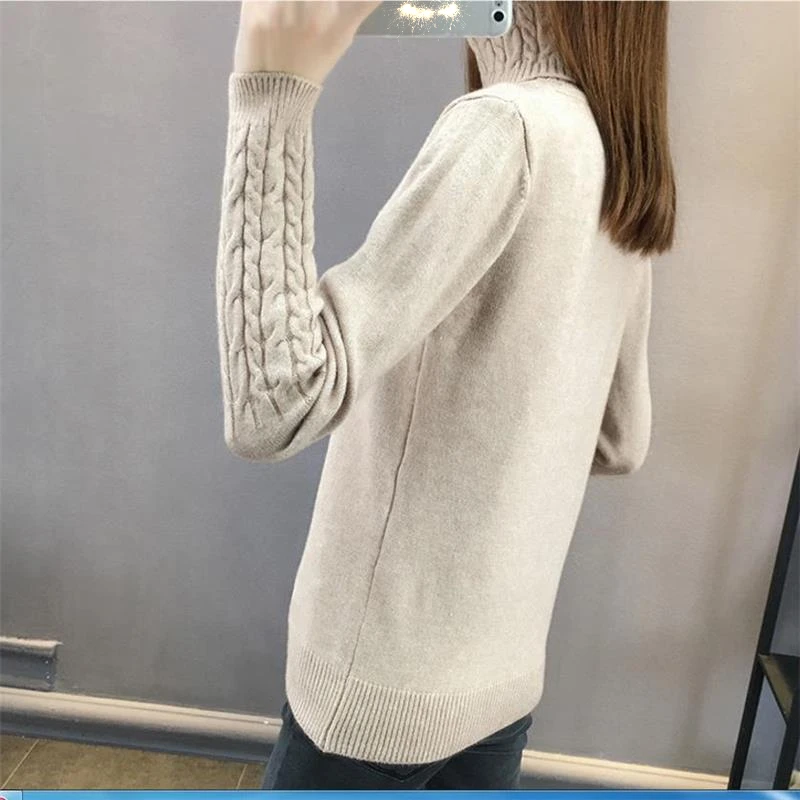 Women Turtleneck Knitted Sweater Pullover Autumn Korean Plus Size Pink Winter Tops Harajuku Loose Knitting Jumper Ladies | Женская