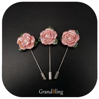 fancy design of hand made glazy ceramic rose lapel pins for ladys dresshat accessories