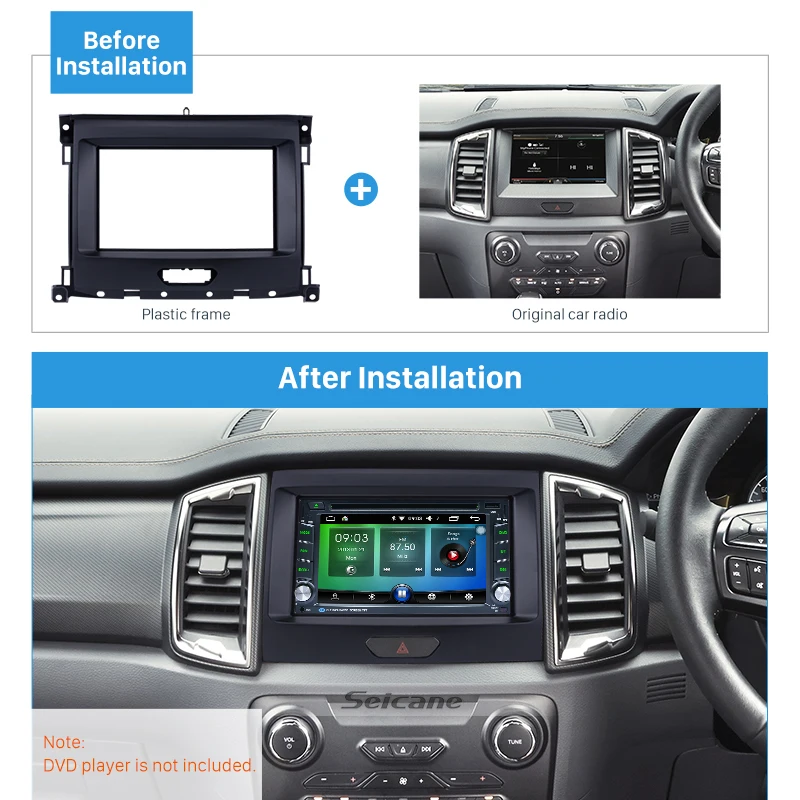 Seicane 2Din черный автомобильный радиоприемник комплект аудио рамка панель