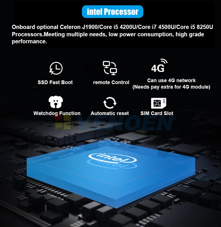 Фабрика i5 4200u i7 4500u безвентиляторный мини-ПК 6 rs232 422 485 8 USB VGA HDMI