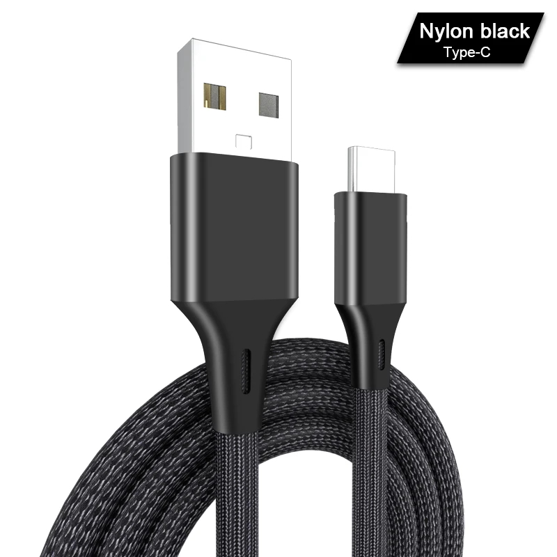 2.4A кабель usb type C для Xiaomi Redmi Note 7 USB-C кабель для быстрой зарядки мобильного телефона type-C для samsung Galaxy S9 S8 Plus - Цвет: Black