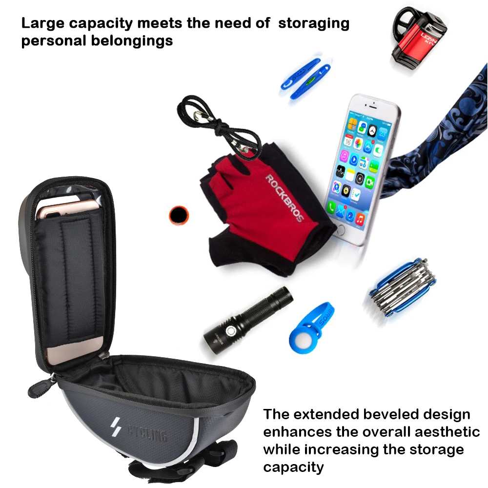 Сумка на велосипедную раму карман руль велосипеда водонепроницаемая подсветка