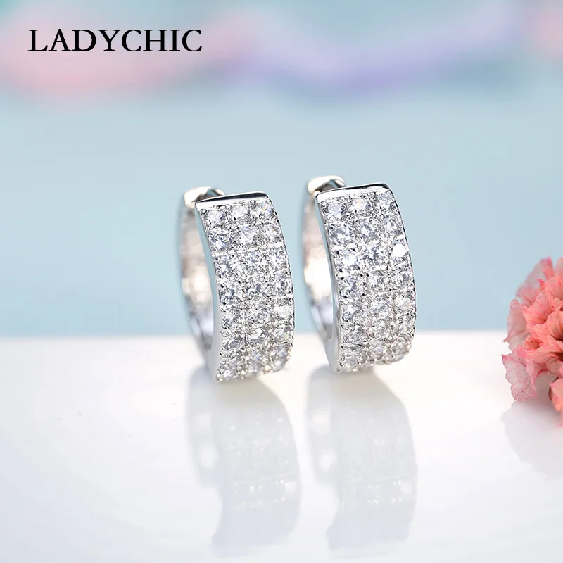 LADYCHIC изысканные женские круглые серьги кольца с 3 рядами Блестящий австрийский