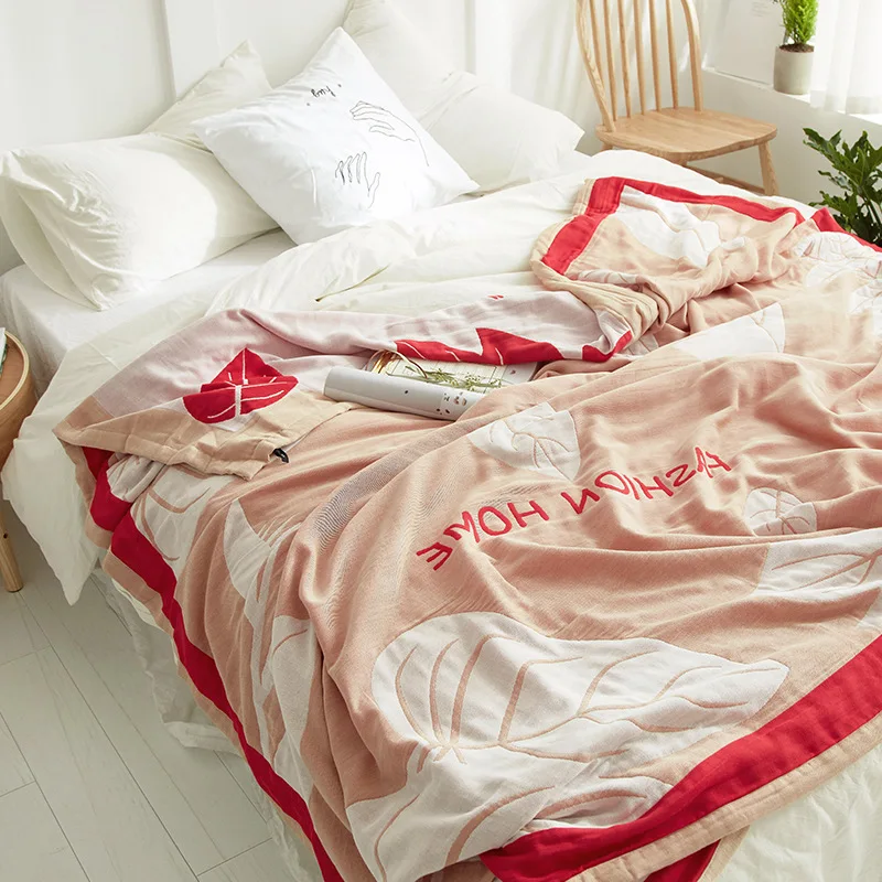 Четырехслойное газовое хлопковое покрывало мягкое жаккардовое для полотенец