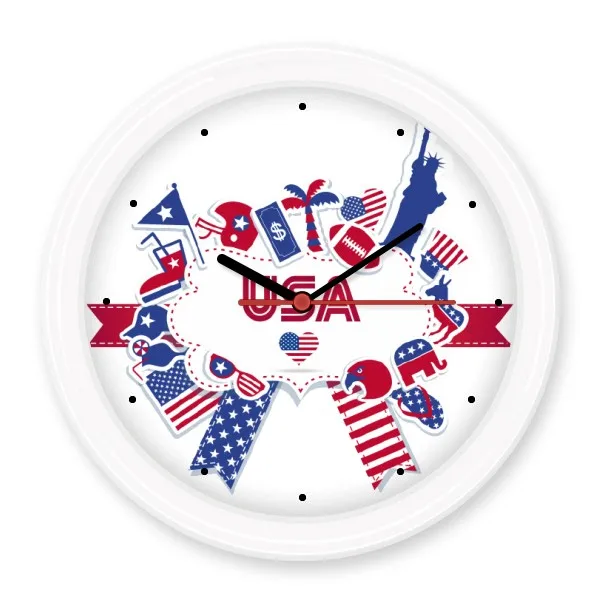 Америка Флаг Ориентир Статуя Свободы Шаблон Молчание Не тикают Круглые