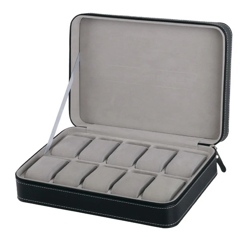 Модный роскошный органайзер коробка с 10 решетками и кожаной застежкой-молнией