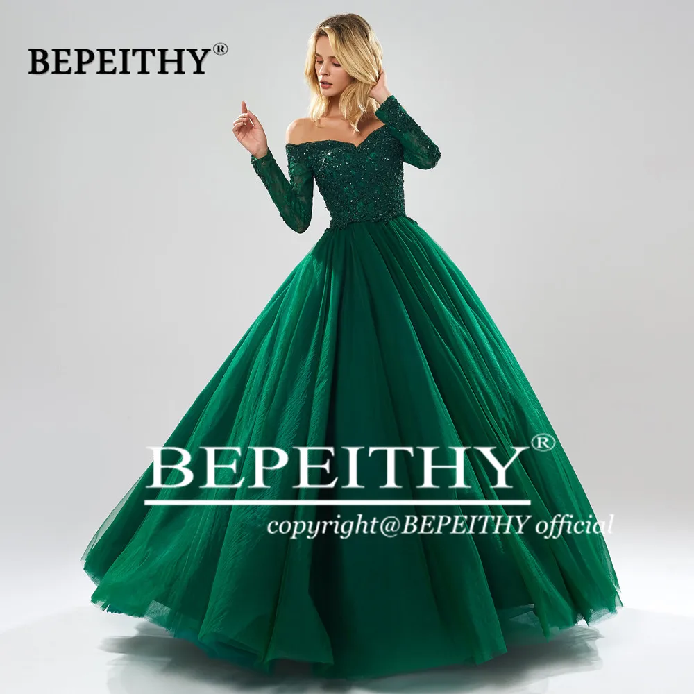 BEPEITHY бальное платье с длинными рукавами, вечерние платья, милое зеленое вечернее платье, вечерние платья Abendkleider