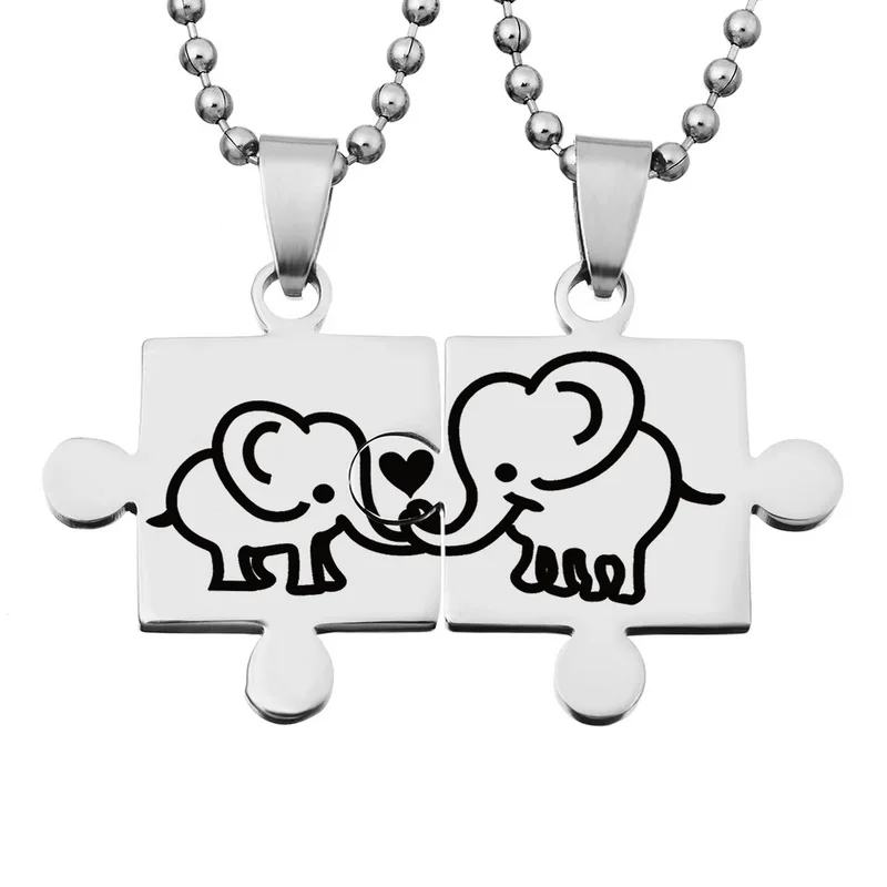 2PCs Fashion Stainless Steel Necklaces Charms Rectangle Carved Letters Heart &amp Pendants For Lovers Mother's Day Gift | Украшения и