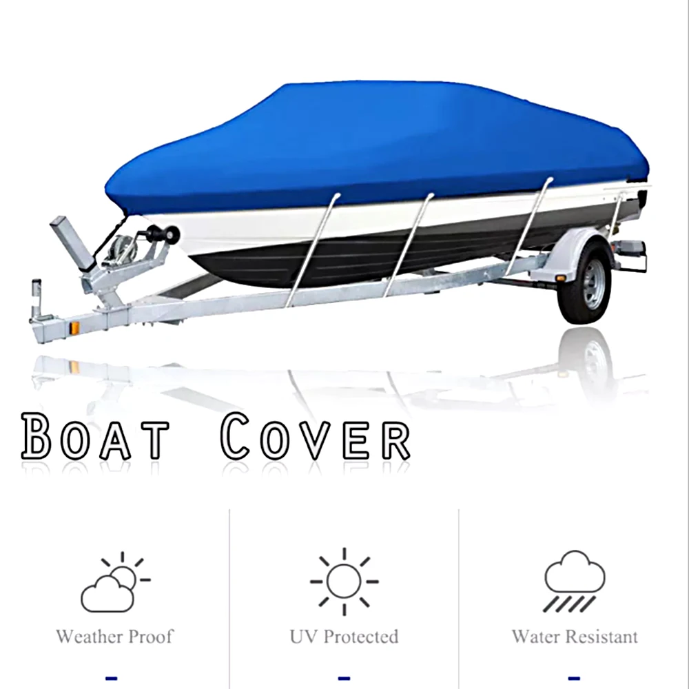 

kkmoon Heavy Duty 14-16ft / 17-19FT / 20-22FT Beam 90inch Trailerable 210D Marine Grade Boat Cover Waterproof UV Protected Blue