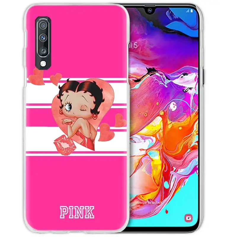 Розовый сексуальный чехол Betty Boop для samsung Galaxy A50 A70 A20e A40 A30 A20 A10 A8 A6 Plus A9 A7 жесткий прозрачный чехол для телефона из поликарбоната