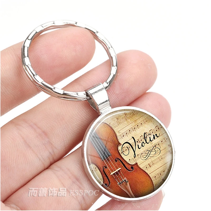 Модный серебряный брелок для скрипки и музыки кольцо ключей музыкальное