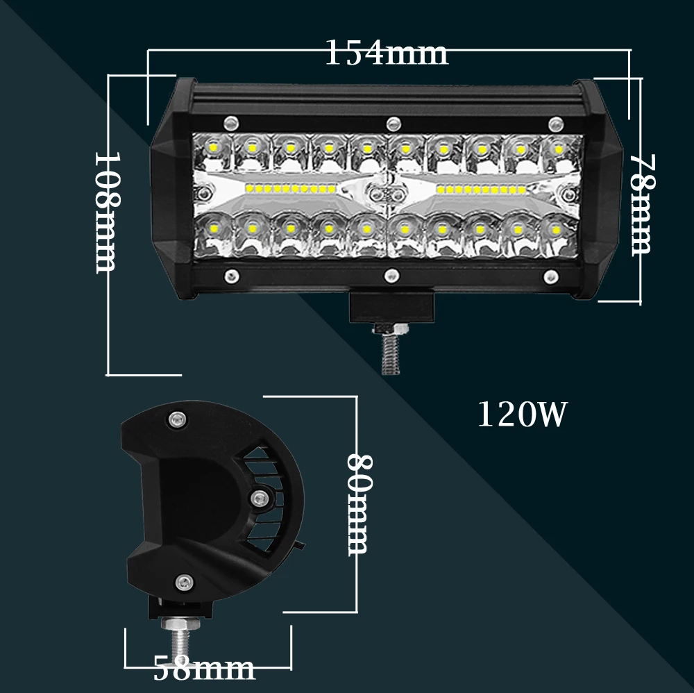 FLYCAR 4/6/15 дюймов 60 W/120 w/300 w светодиодный рабочий светильник бар комбинированного луча дальнего света Противотуманные светильник внедорожный светодиодный светильник s бар для Jeep SUV грузовик