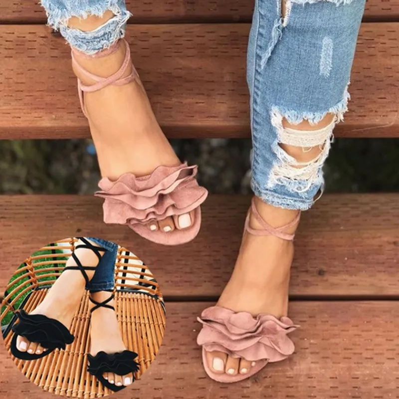 

New Women Sandals Gladiator Casual Lace Up Flat Sandals Fashion Women Cross Tie Ankle Strap Flat Heel Summer Sandals