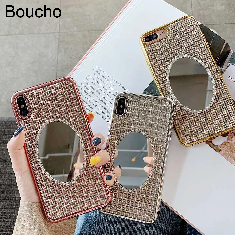 Чехол Boucho из ТПУ с гальваническим покрытием и зеркалом для iphone X XR XS MAX 6 6s 7 8 plus