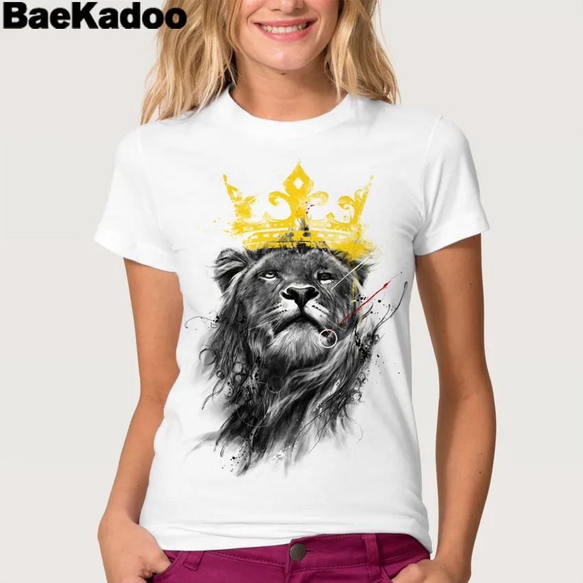 Футболка BAEKADOO с коротким рукавом рождественским принтом тигра топ круглым