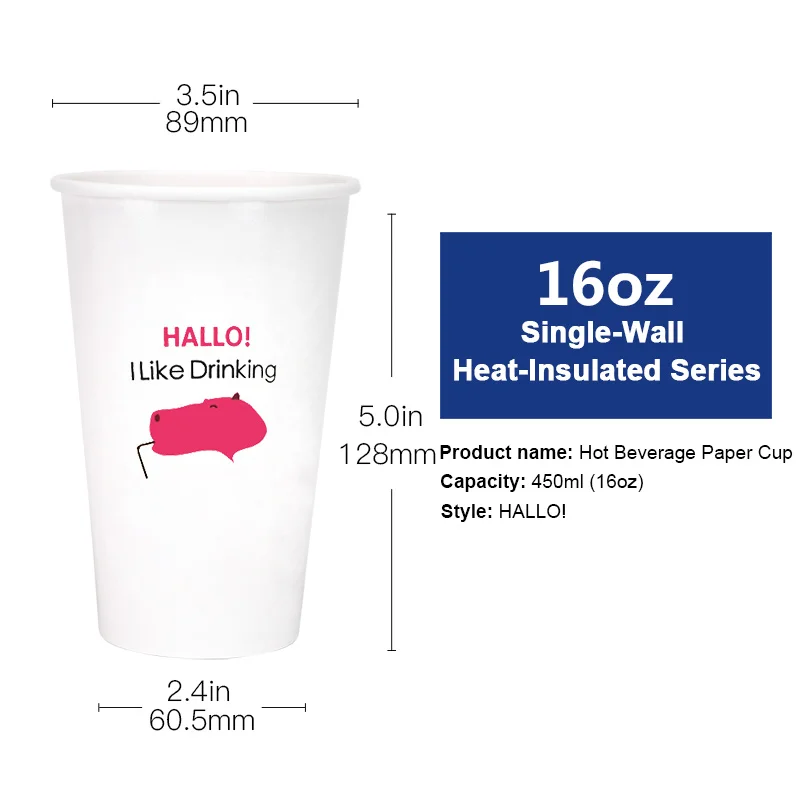 450ml(16oz) No Lid OTOR 10 шт., 12 унций, 16 унций, одноразовые бумажные стаканчики, вечерние стаканчики для конфет на открытом воздухе, для кемпинга, пикника, посуда для напитков, ресторанное обслуживание, стаканчики для питья - Цвет: 450ml(16oz) No Lid
