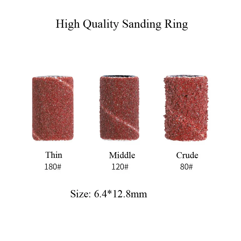 100pcs Brown Sanding Rings For Nail Polish Drill Grinding Manicure Electric Machine Bits Sandpaper Art Tool 80/120/180 | Красота и