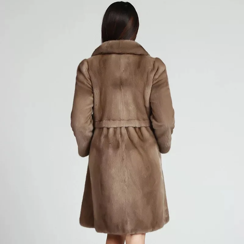 Брендовая роскошная женская куртка из натурального меха норки длинный стиль с