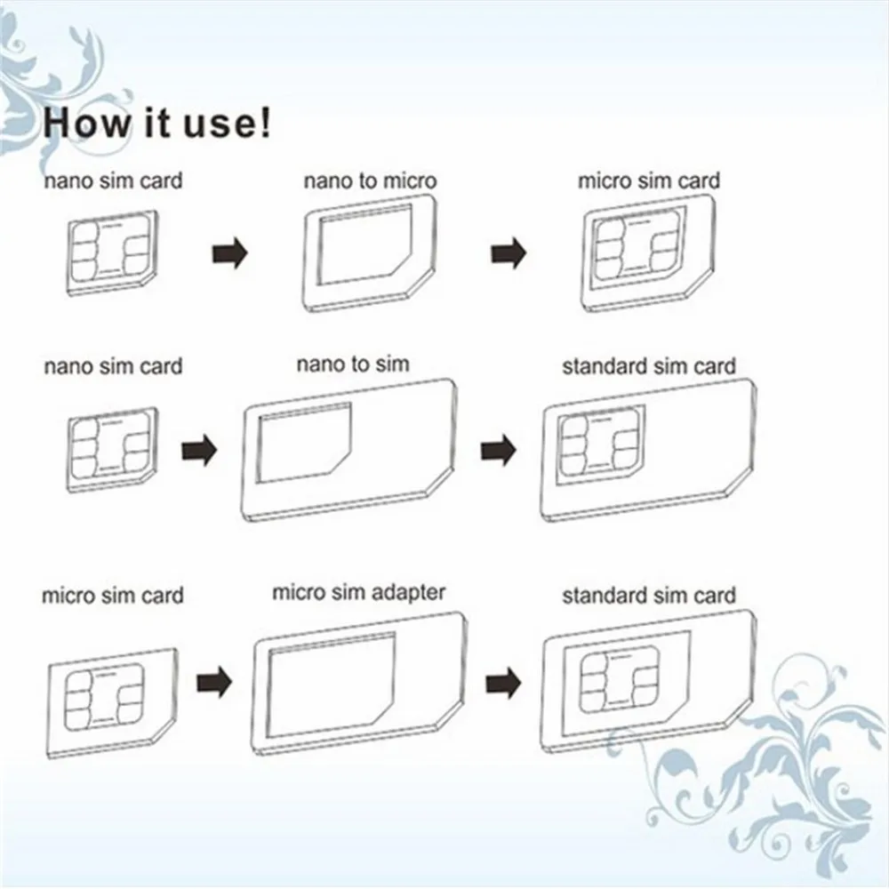 ONLENY 4 в 1 комплект адаптеров для сим-карты Micro standard SIM адаптер для iPhone 5 5S 6 7 4 для samsung S8 S7 S6 plus