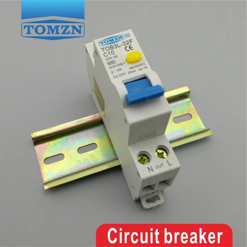 TOB3L 32F 18 мм RCBO 10A 1P + N 6KA автоматический выключатель остаточного тока с защитой от