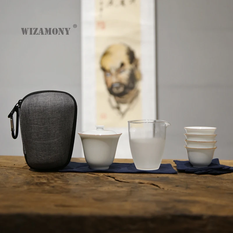 WIZAMONY дорожная сумка китайский чайный набор кунг фу gaiwan Чайник чашки ярмарка