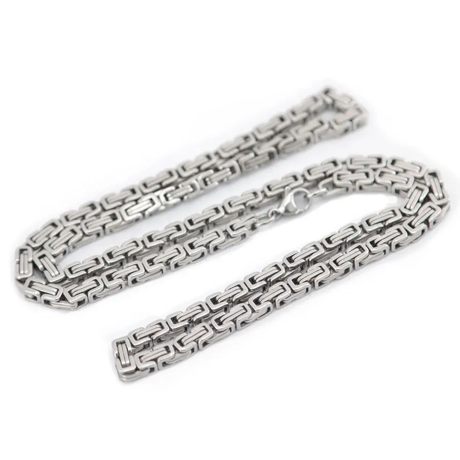 Мужская цепочка 5 мм 22 дюйма серебристое колье из нержавеющей стали с