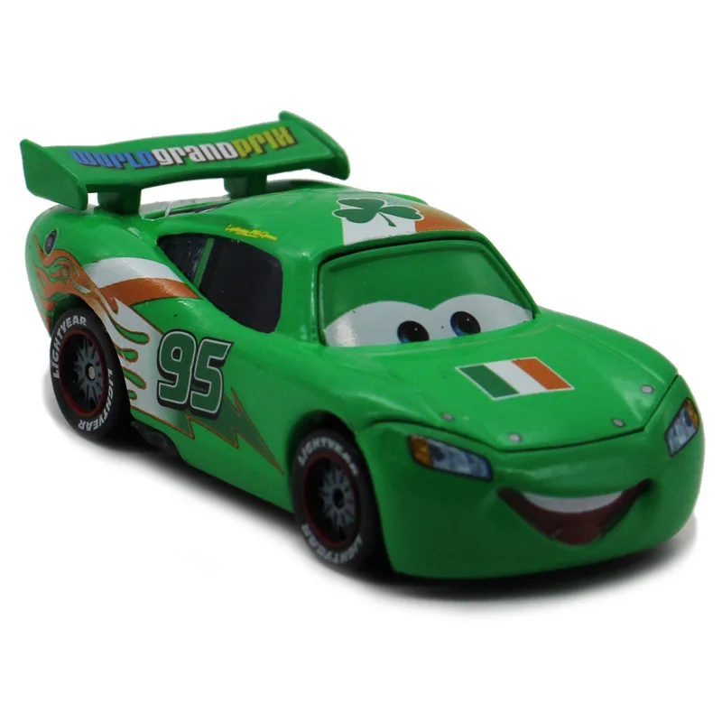 Машинки Disney Pixar Тачки 2 № 95 Молния Маккуин ирландский узор металлическая литая