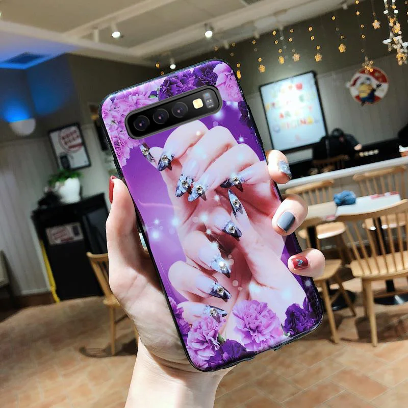 Модный чехол с блестящими гвоздями для девушек чехлы Samsung Galaxy S10 Роскошный