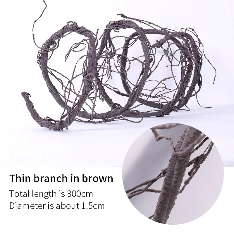 Thin in brown Искусственное дерево поддельное дерево Настоящее прикосновение ветка украшение подвесной ротанговый искусственный гибкий цветок украшение в виде лианы Свадебный декор - Цвет: Thin in brown