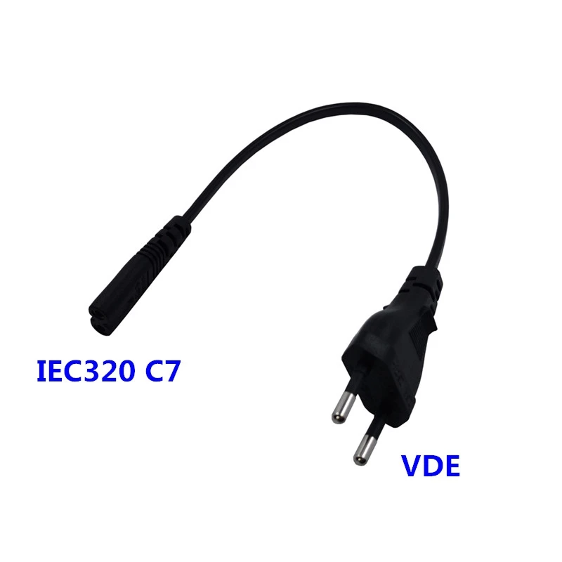 Европейский VDE 2 контактный разъем для IEC 60320 C7 шнур Короткие цифровые продукты