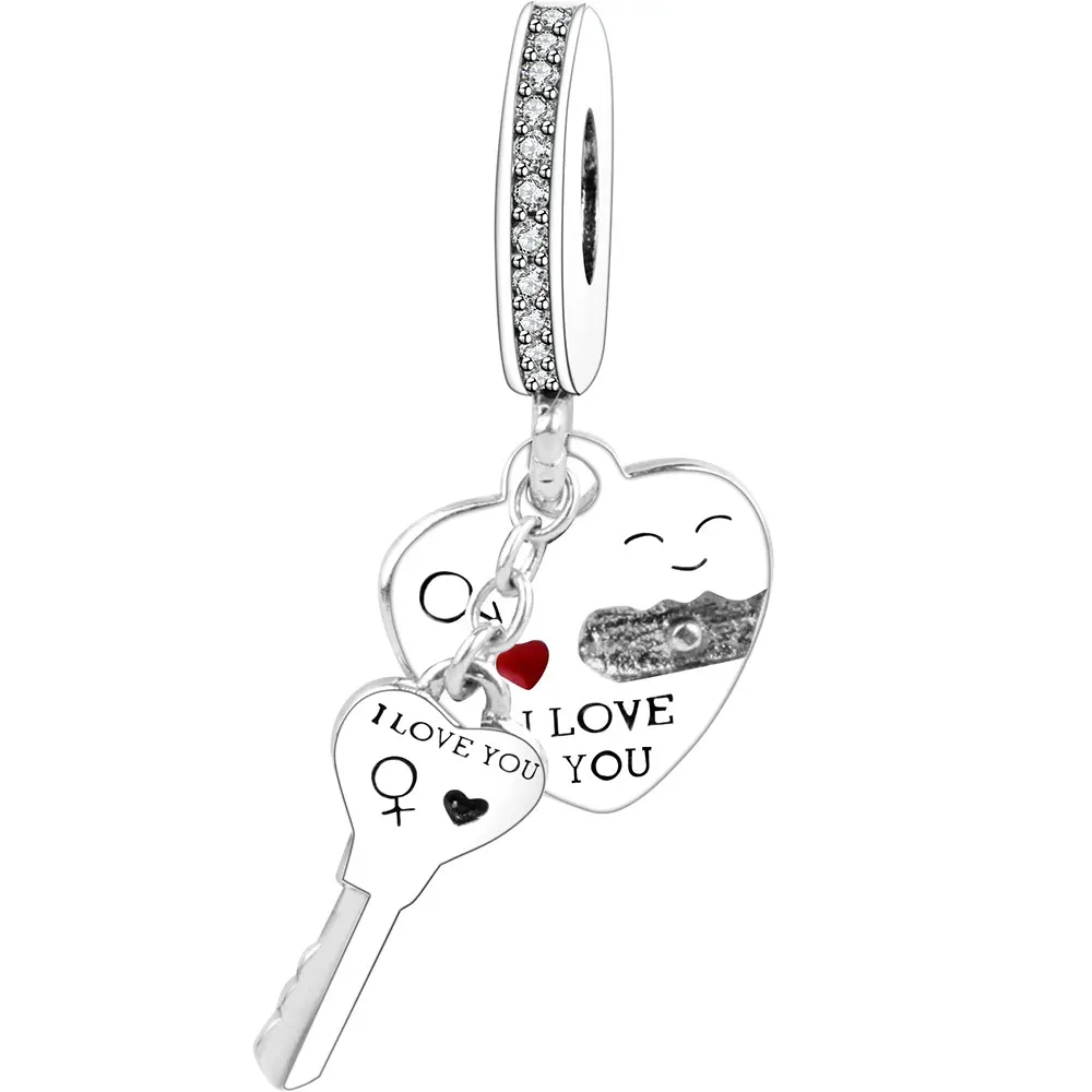Подходит к оригинальному браслету Pandora Be My Valentine бусины из стерлингового серебра 925 DIY Изготовление ювелирных изделий подарок на день Святого Валентина Berloque - Цвет: PTO611