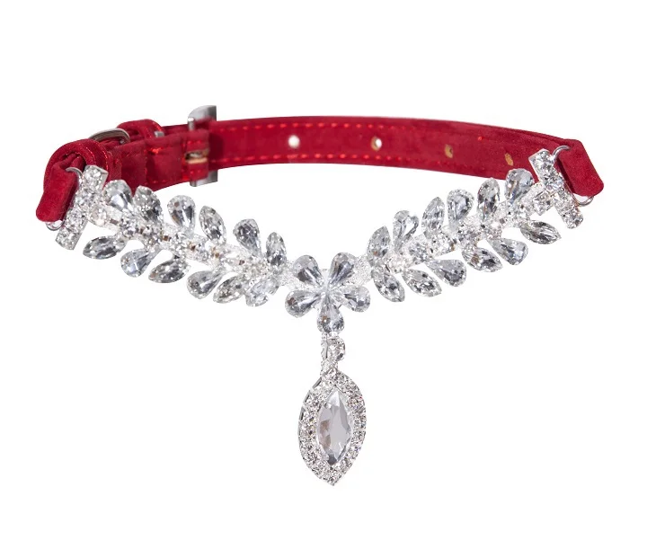 Роскошный мягкий бархатный ошейник со стразами для собак маленьких ошейники